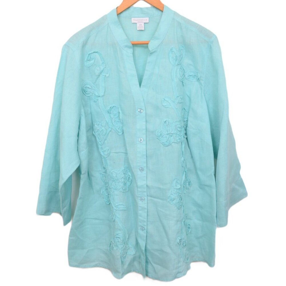 Charter Club Woman 100% Linen Plus Size 20W Button Top Tunic Beachy Spring
